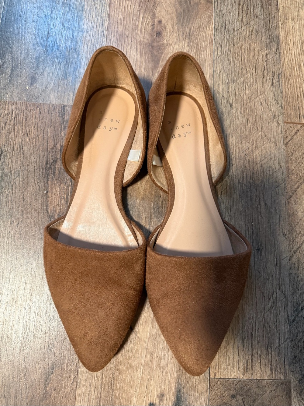 a new day Tan Suede Pointed D'Orsay Flats